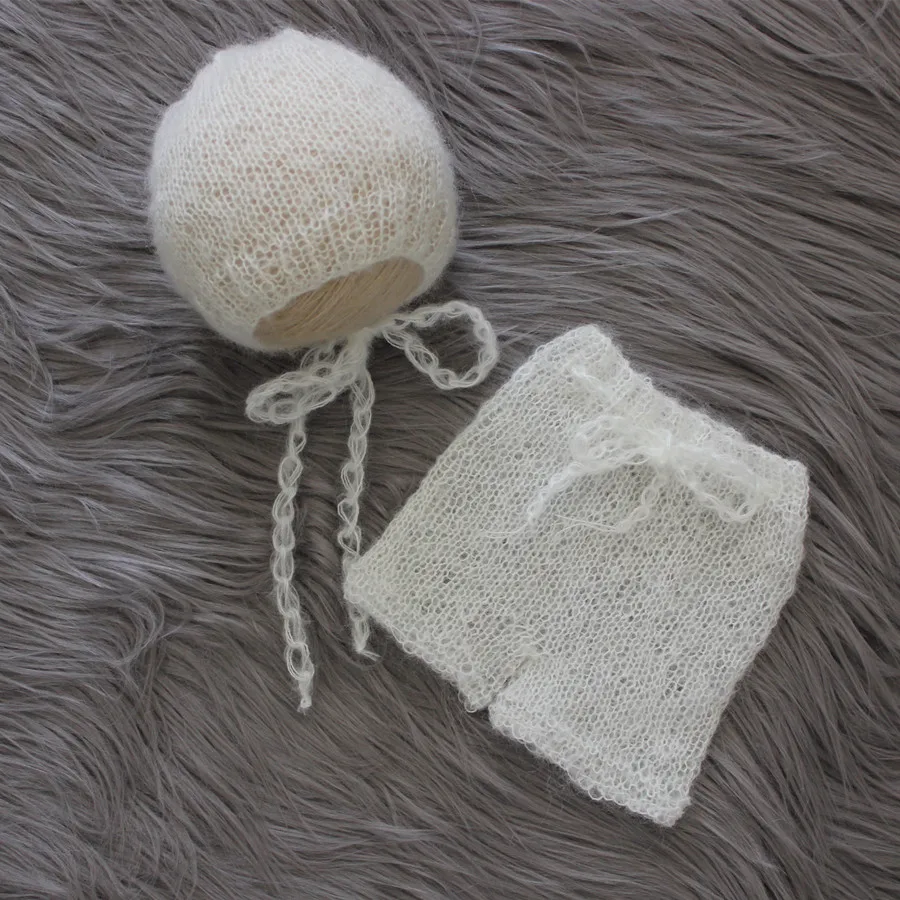 

Mohair knit Baby Bloomers and Bonnet Set Newborn Photo Prop Cute Newborn Props