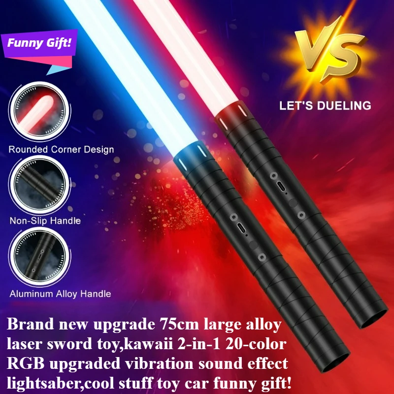 Cool Stuff Lightsaber Funny Gift-75cm Alloy Laser Sword Toy,Kawaii 20-color 2-in-1 RGB Kpop Lightstick,Light Saber Toys for Boys