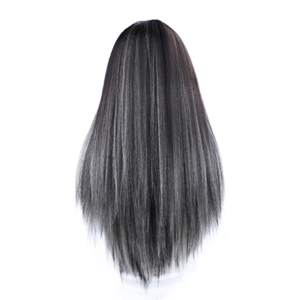 Long Yaki Straight Synthetic Wigs Piano Color #P2/613 Afro Wigs Kinky Straight Synthetic Hair Wigs Rubber Scalp Middle Part Wigs