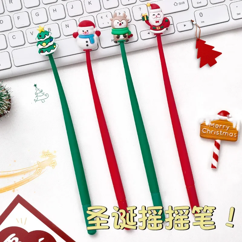 24Pcs Christmas creative remote pen student cartoon neutral pen, high value Santa Claus stationery office supplies holiday gifts