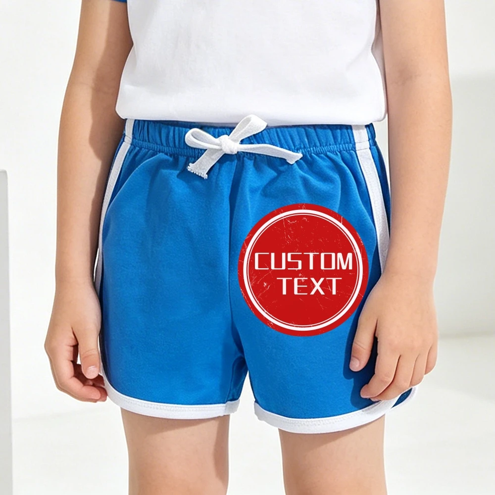 Custom Toddler Cotton Shorts Unisex Kids Personalized Text Elastic Waist Summer Sports Shorts Boys Girls Logo Photo Design