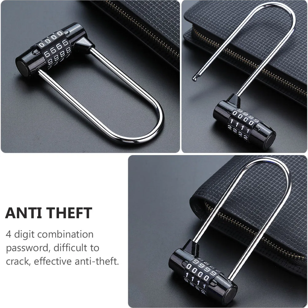 

4 Combination Padlock Long Shackle Resettable Password For Gym Toolbox Metal Security 4 Code