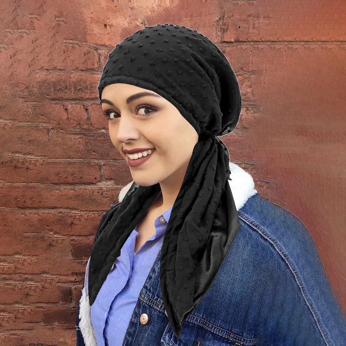 Double Layer Bubble Lining Satin Women Muslim Inner Hijab Turban Cap Long Tail Headscarf Wrap Beanies Bonnet Head Scarf
