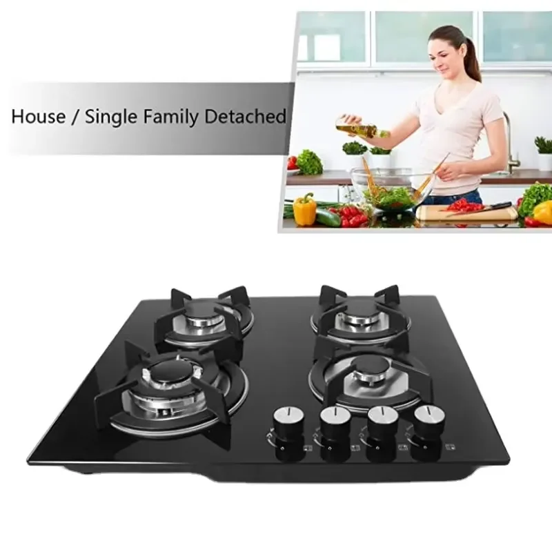 4 burner gas stove hob universal FFD gas stove fireproof kitchen countertop cooking table glass gas stove oven
