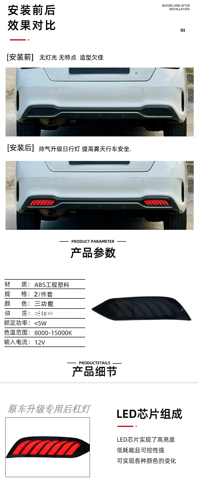 For Proton Saga 2019-2026 LED Rear Bumper Light Reflector Modified Driving Brake Dynamic Turn Signal Lamp Original Factory Style detail image 2