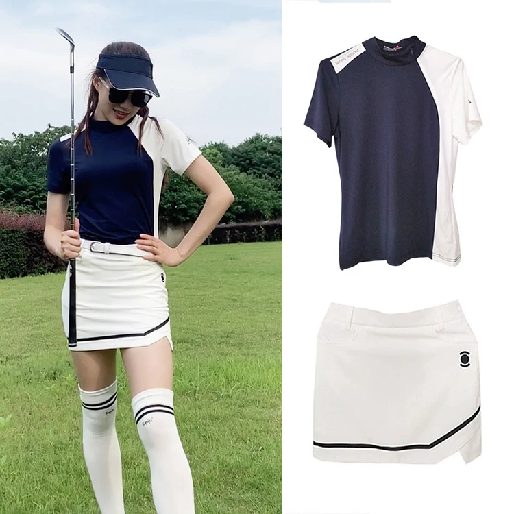 2022 New Golf Women Summer Fall Outdoor Sports Quick Drying Short Sleeves T-Shirt A-Line Culottes Jersey Suit