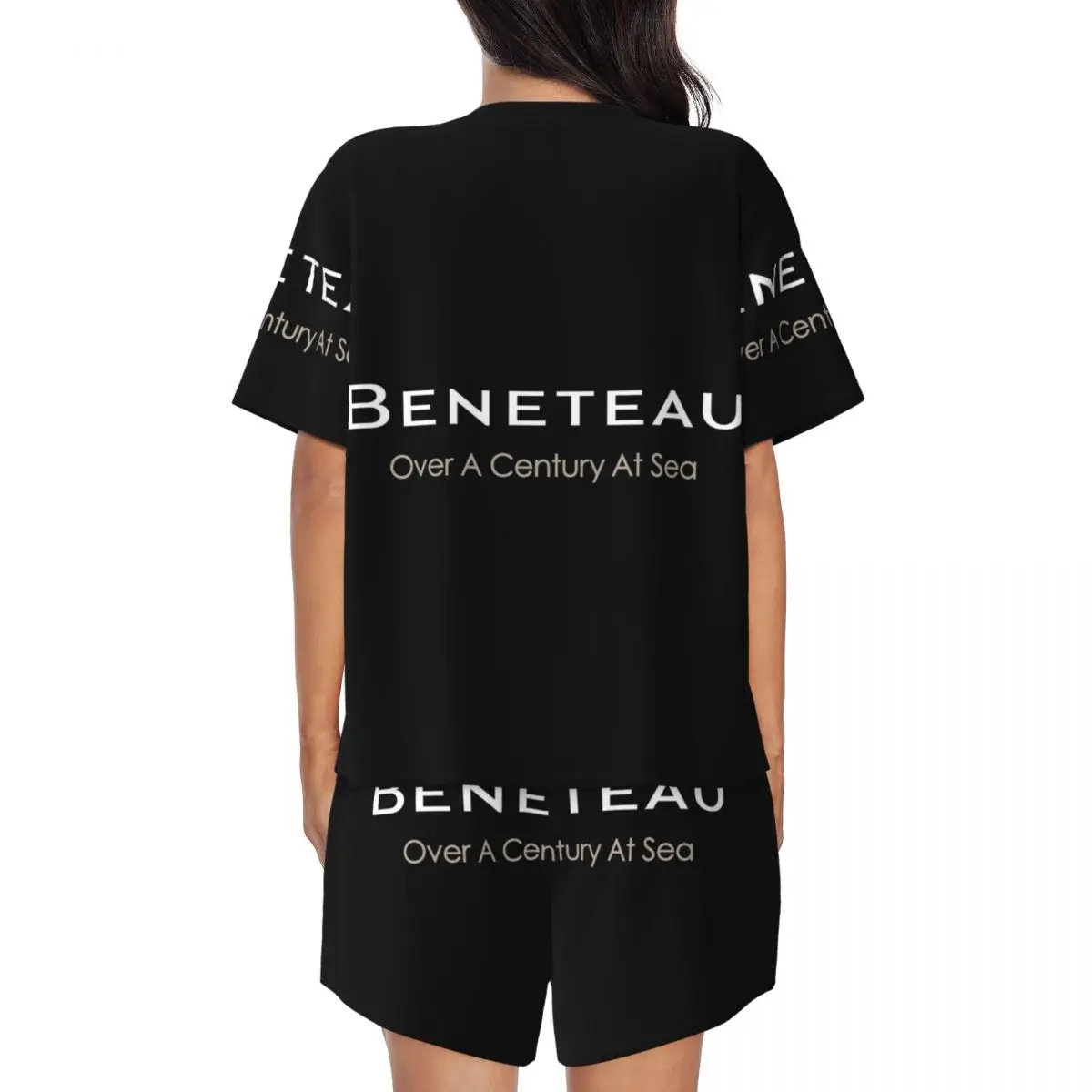 Beneteau Sailboat Sailing Yacht POCKET SIDE Round Neck Short Sleeve Nightgowns for Sleeping Sleepshirts Women Soft