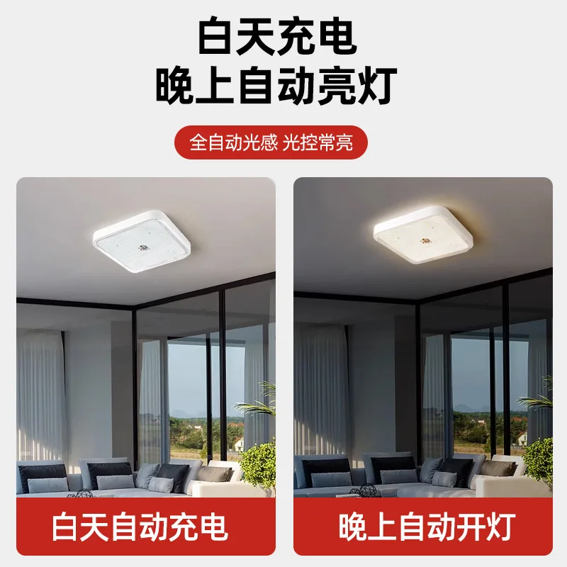 New Solar Balcony Garden Courtyard Lamp Energy-saving Ceiling Lamp Home Indoor Living Room High-power Lighting Hot Sale