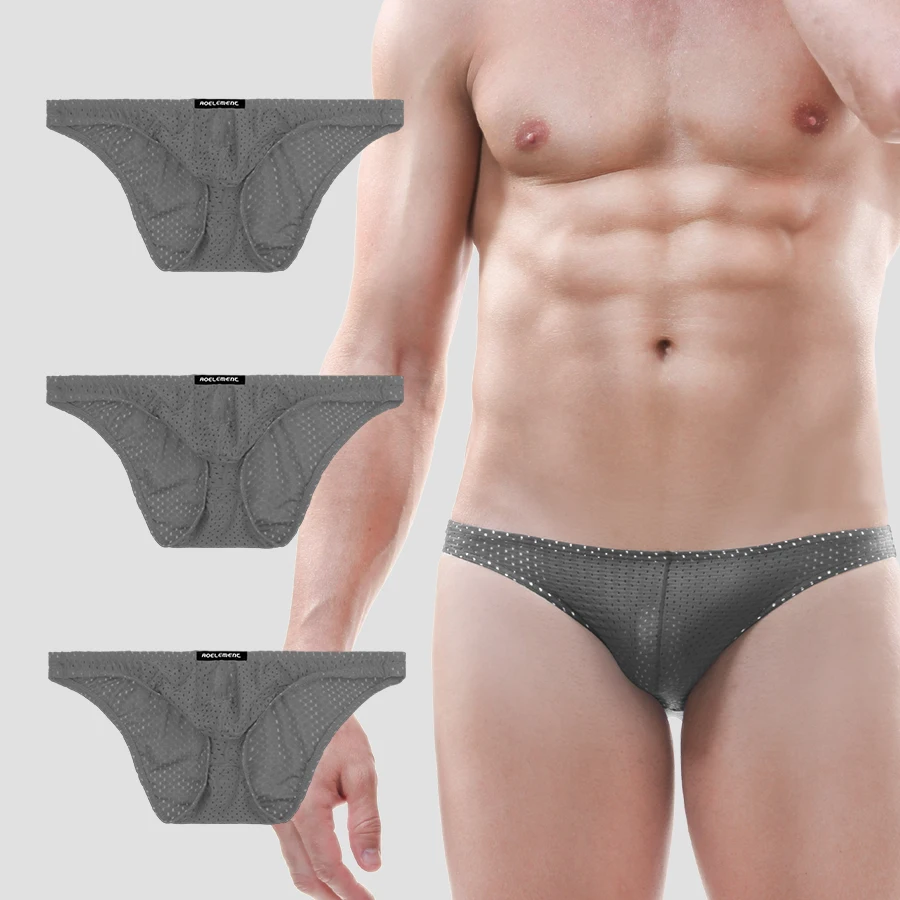 3PC Tight ice silk transparent underpants for men, triangular underpants, sexy youth leggings, breathable thin shorts