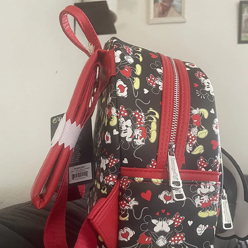 Loungefly Disney Mickey und Minnie Herz Hände Damen Doppel Strap Schulter Tasche Geldbörse Mini Rucksack