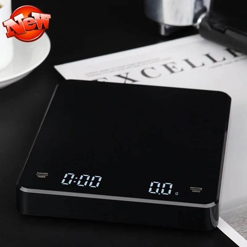 Digital Coffee Scale with Timer LED Screen, Espresso USB, 3kg Max.Weighing 0.1g, High Precision, Measure in Oz/mL/G, Kitchen Sca