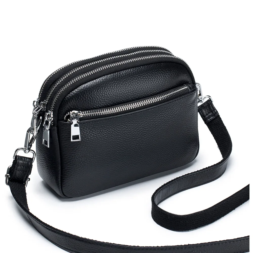 Leather Crossbody Bag for Women Triple Zipper Cellphone Purse Pouch High-capacity Mommy Shoulder Messenger Stachel Bags Handbag