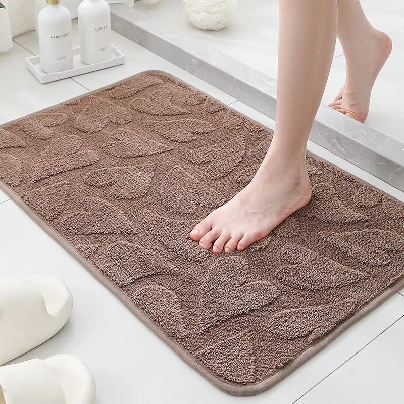 1 Stück Samt-Jacquard-Fußmatte für Zuhause, saugfähige Bodenmatte, einfarbiger Badezimmerteppich, bequemer, rutschfester Samtteppich fürs Schlafzimmer
