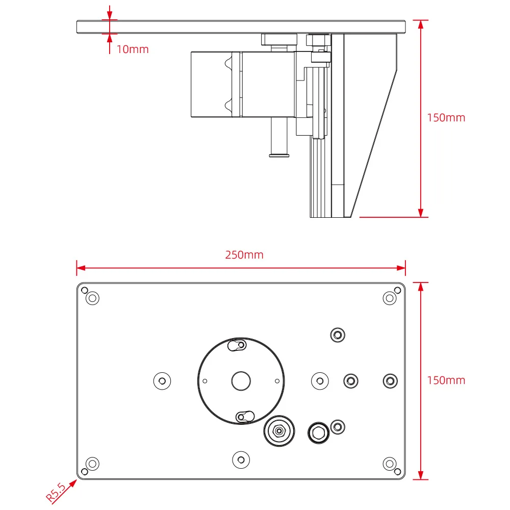 Allsome 65mm Ultimate Woodworking Router Table Insert Inverted Router Lift for Precise Control, Aluminum Mounting Plate