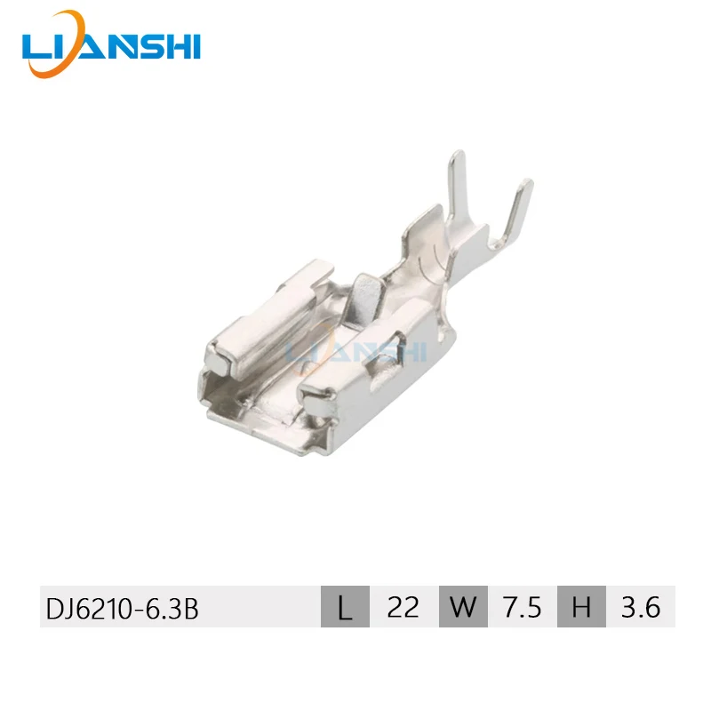 100PCS 170454-2 DJ6210-6.3B 6.3mm Female Crimp Terminal Brass Tinned Positive Lock 250 Series Automotive Wire Connector Replacem