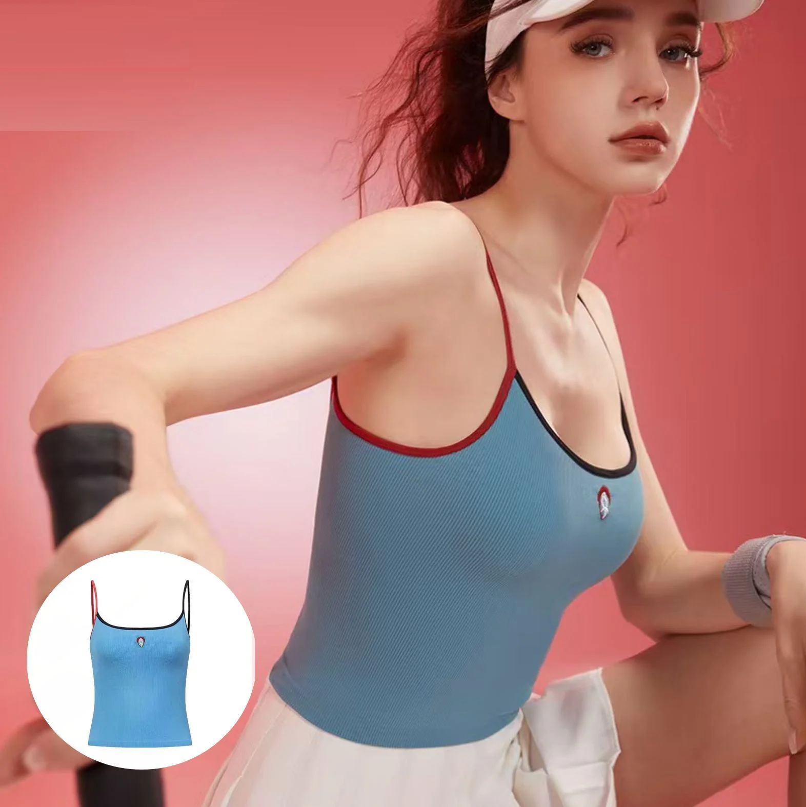 

Women's Impact Activity Strap Sports Vest Yoga Vest with Pads Fitness Tank Top Open Back Gym Running Workout Halter Top Camisole