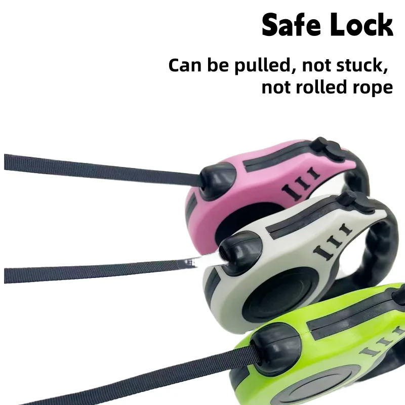 Retractable Dog Leash 3m 5m Nylon Tangle-Free Pet Leash One Button Lock Anti-Slip Handle Durable Traction Rope for Small Dog Cat