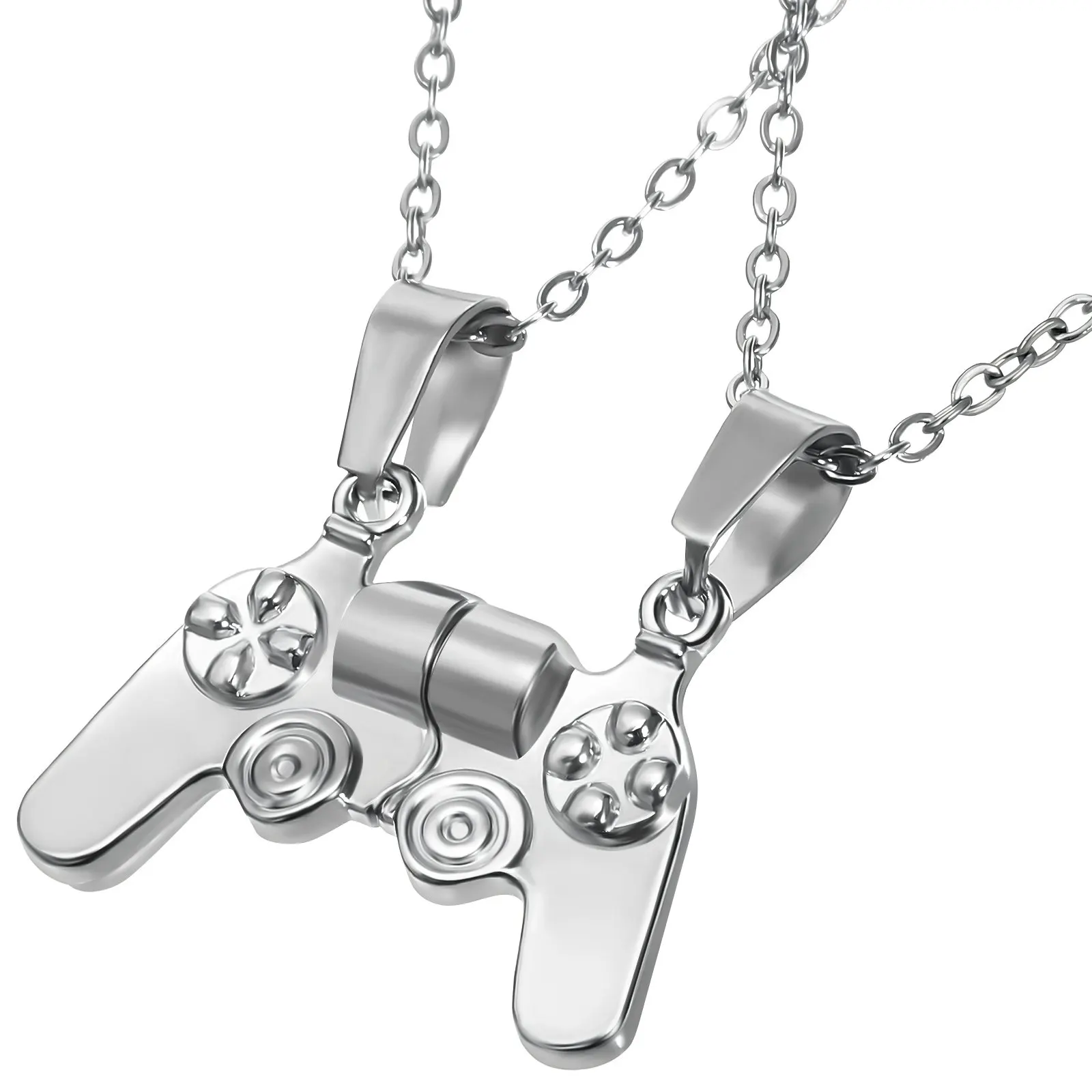 1Set Matching Couples Necklace Alloy Game Controller Style Adjustable Chain Set for Men Women Relationship Friendship Jewelry