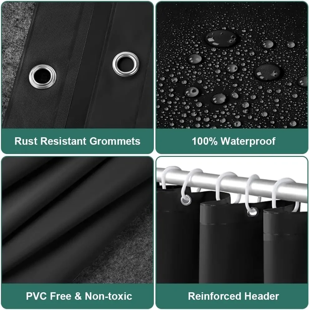 Waterproof Shower Curtain Liner for Bathtub 180x180cm Stall Bathroom Curtain with Magnets Plastic Mold Resistant Shower Curtain