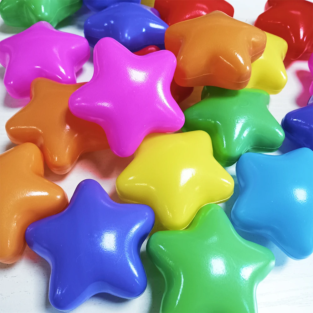 HEMOTON 60 Balles De Fosse En Plastique – Étoiles Et Cœurs Colorés Pour Maison De Jeu, Piscine Et Parc