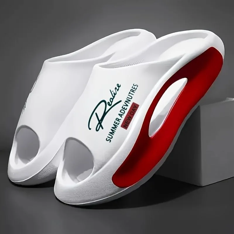 

Lightweight EVA men's slide | Black and white cartoon design, exposed toes, comfortable all year round, casual indoor/outdoor us