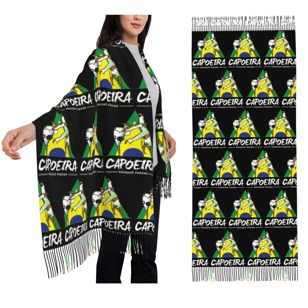 

Capoeira Paranaue шарф с кисточками, женские мягкие теплые шали и накидки, большая осенне-зимняя шаль