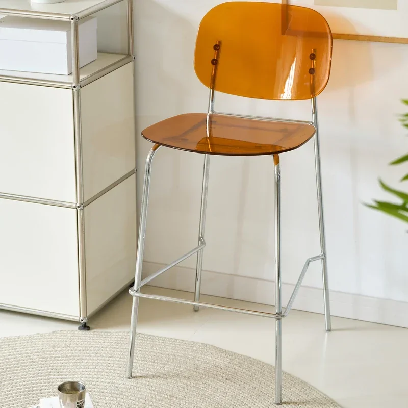 

Canteen Backrest Bar Chairs Luxury Minimalist Buffet Coffee Nordic Chair High Small Light Acrylic shop footrest Home Furniture