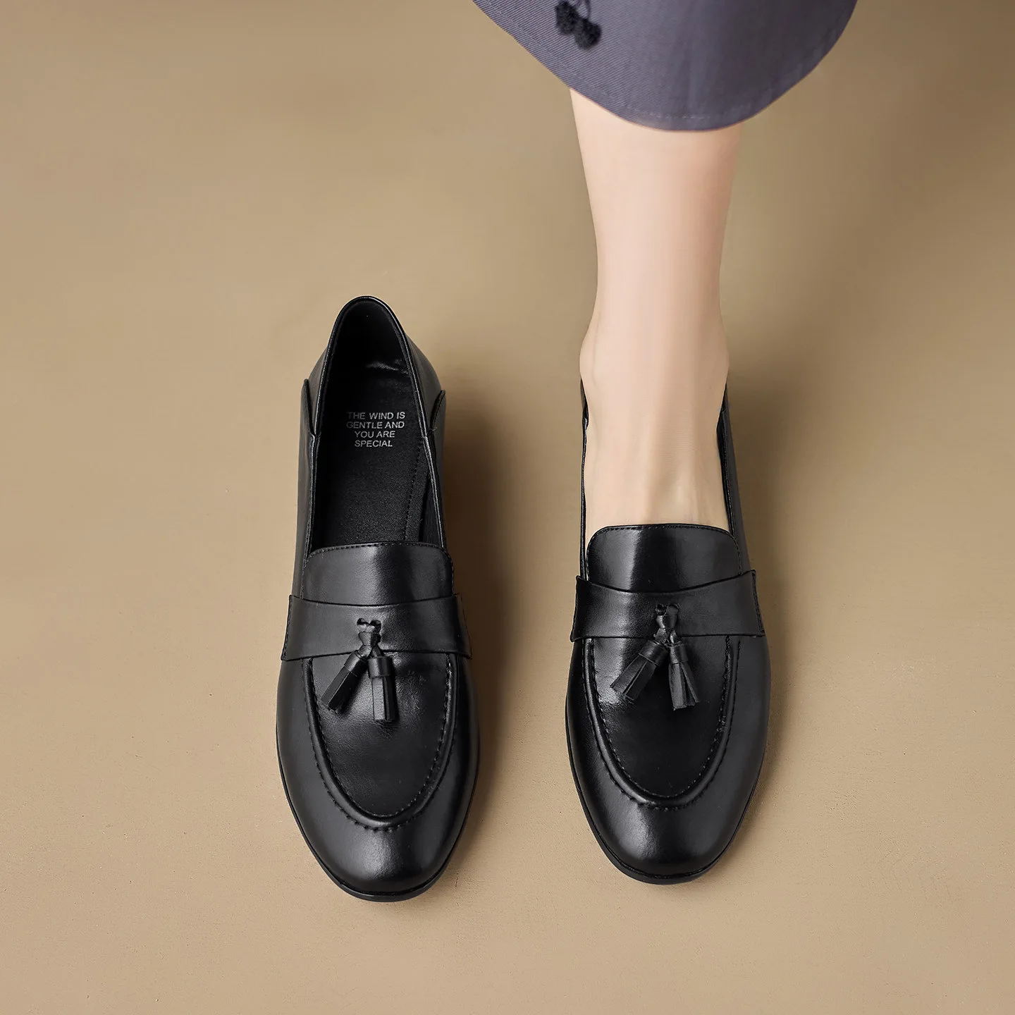 

Women's Shoes, All Genuine Leather, Chunky Heel Flats, Women's Small Leather Shoes, Soft Sole, Comfortable Loafers for Women