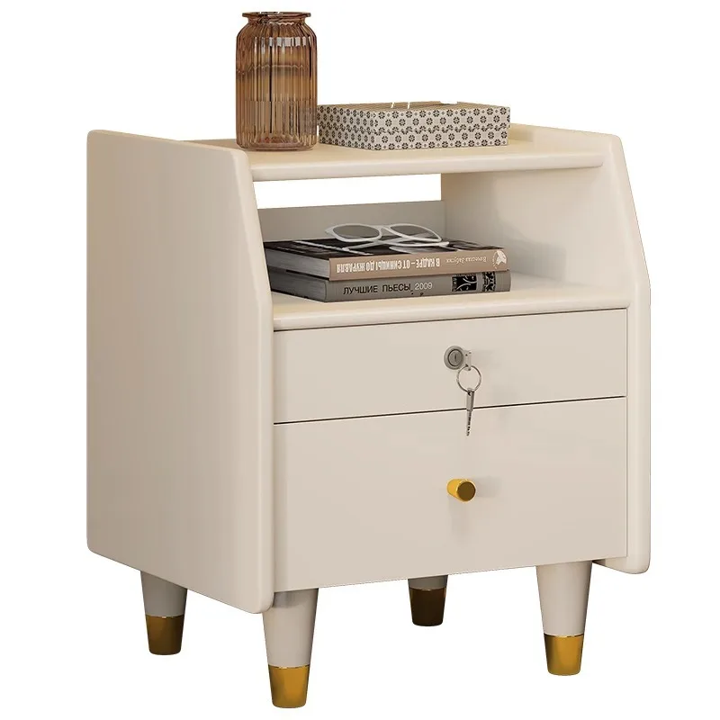 

Solid wood bedside table Small modern simple master bedroom Multifunctional white storage