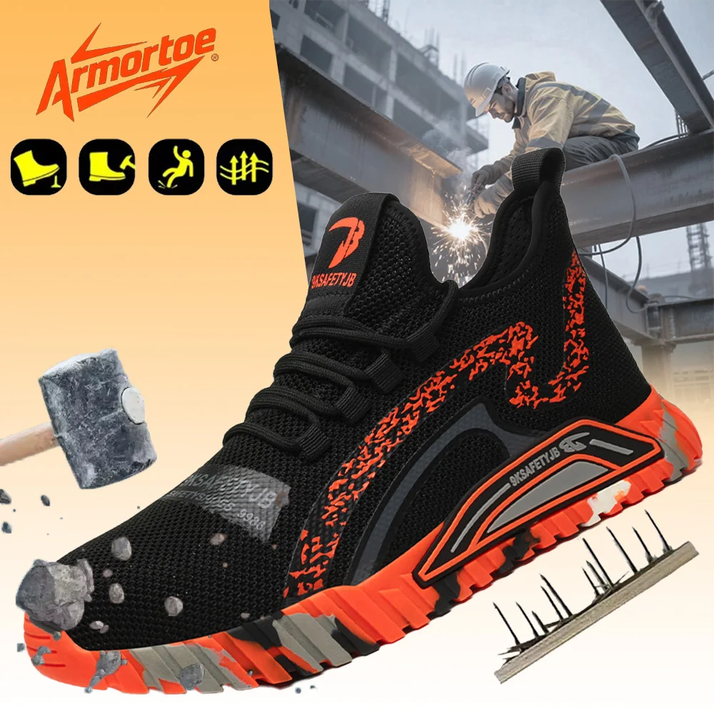 

ArmorToe Knit Mesh Safety Shoes Steel Toe Anti-Impact Puncture Proof Breathable Comfort Work Footwear #Armor2807