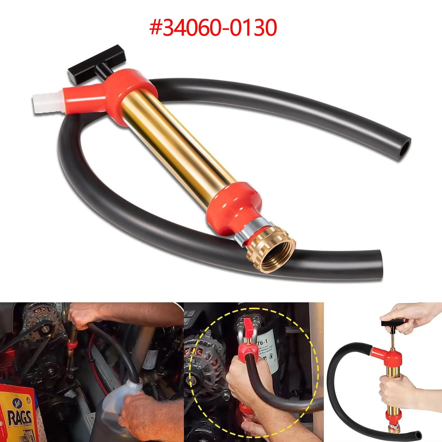 

34060-0130 Латунный морской масляный насос премиум-класса, длина 10,25 дюйма, диаметр 1,25 дюйма, быстрый дренаж 1 галлон/минутный, для OMC/Mercruiser