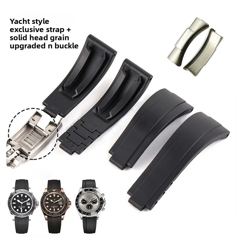 

20mm steel head rubber watch strap, suitable for Rolex Submariner Daytona Yacht Silicone Strap