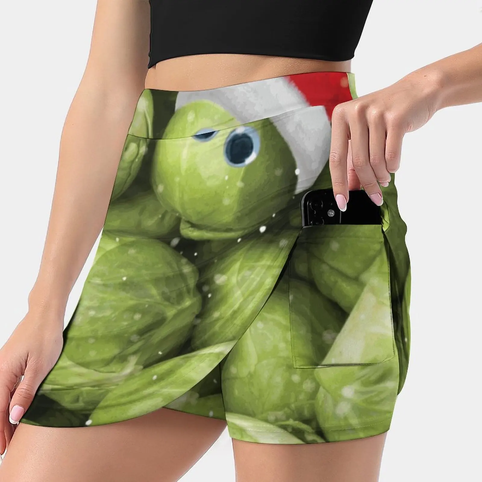

Christmas Sprout With Santa Hat Print Summer Women'Sshorts Skirt 2 In 1 Fitness Yoga Skirt Tennis Skirts Sprouts Sprout