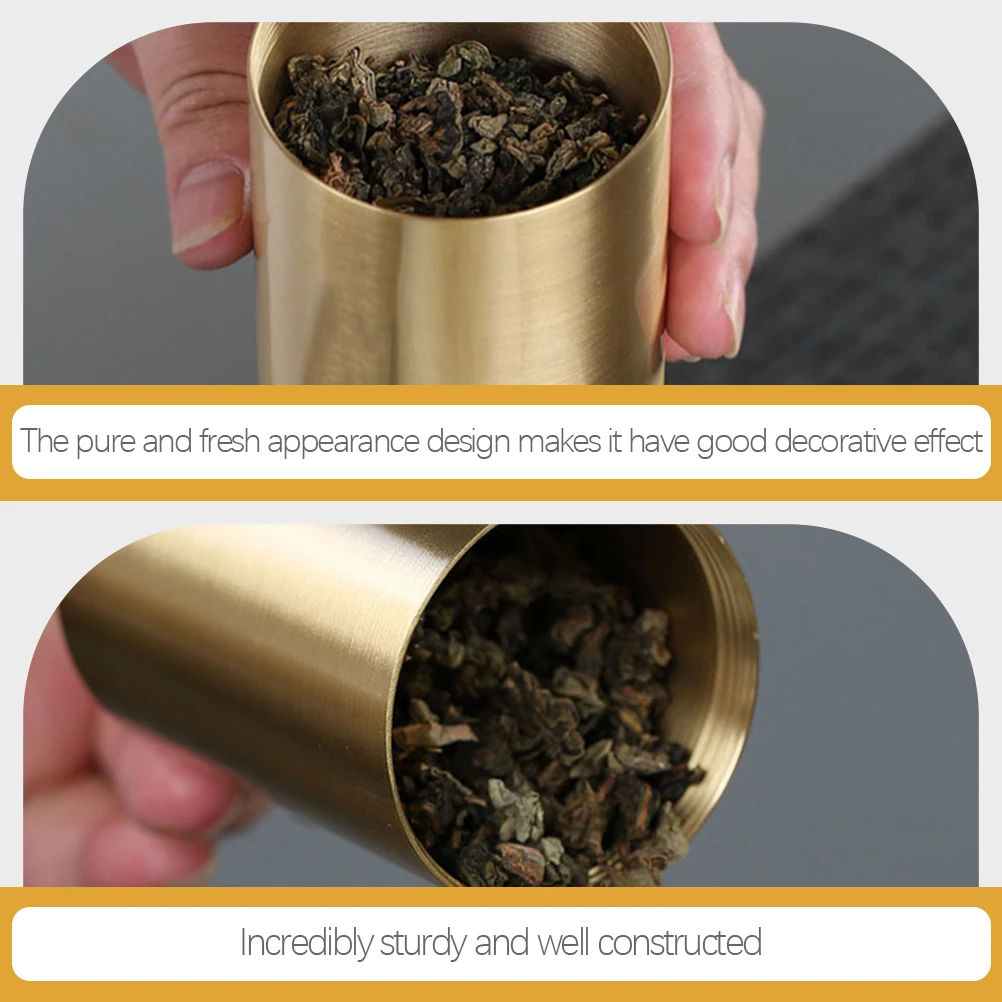 

Copper Tea Airtight Container Household Canister Golden Coffee Canisters Pure Handmade Storage Loose