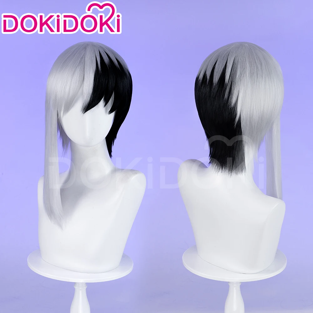 Asagiri Gen Wig Anime Dr.STONE Cosplay Wig DokiDoki Men 45cm Short Black White Hair Asagiri Gen Cosplay Free Wig Cap