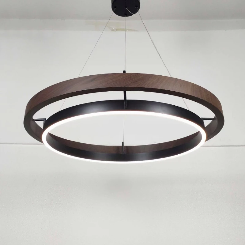 Modern Designer High-end LED Ceiling Chandelier Lamp Walnut Metal Pendant Light Home Decoration for Dinning Living Room Counter