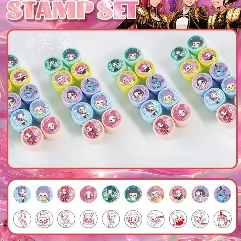 Sello de sello de cazadores de demonios Kpop, decoración de Anime para álbum de recortes, pintura de sello de figura bonita para estudiantes, sello de recompensa de papelería para niños, 10 Uds.