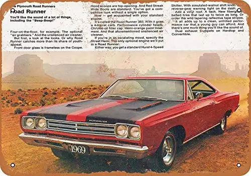 Wall-Color  Metal Sign - 1969  Road Runner 2 - Vintage Look