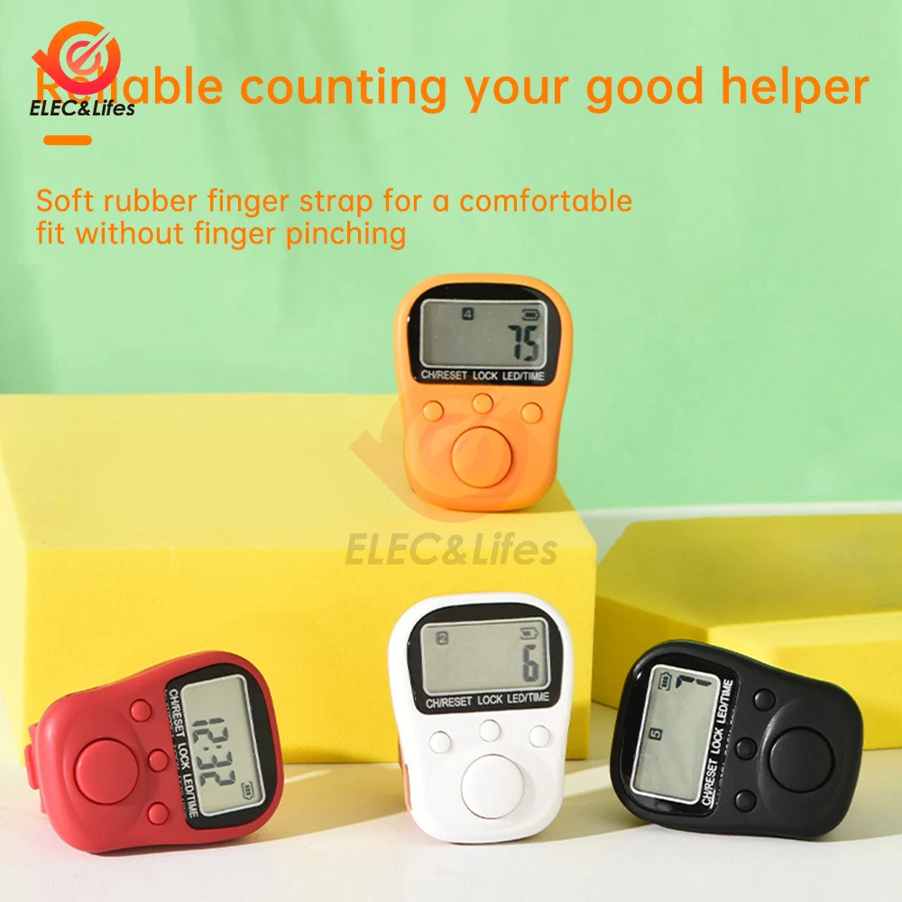 7 Channel Counters Plastic Shell Hand Finger Display Manual Counting Tally Clicker Color Shell Timer Soccer Golf Counter