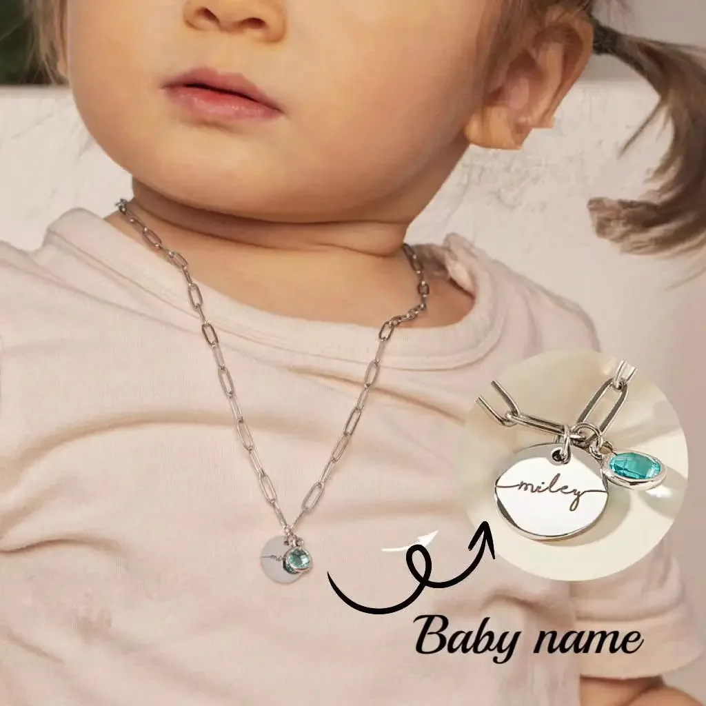 

Персонализированное ожерелье с именем для новорожденных для мальчиков и девочек, ожерелье из нержавеющей стали с 12 созвездиями и камнем на заказ