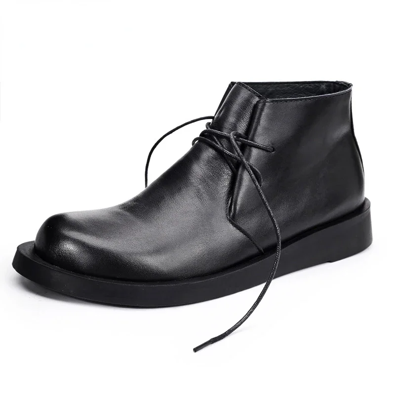 Vintage Genuine Leather Men's Ankle Cow Suede Oxford Boots Luxury Handmade Quality Comfortable Black Winter New Social Shoes Man
