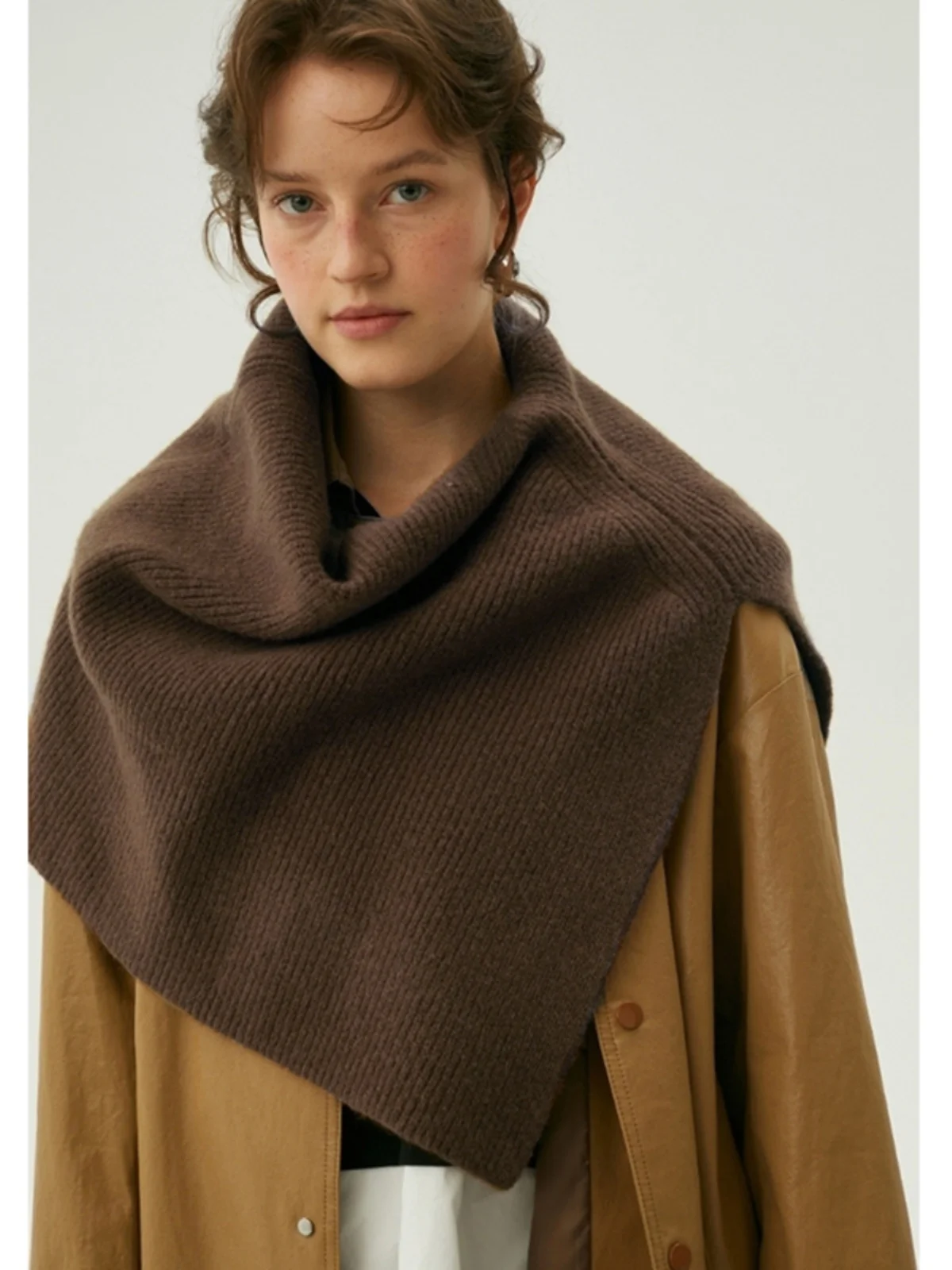 

Retro Knitted Scarf Shoulder Wrap Hooded Outerwear New Women's Early Autumn Winter Asymmetrical Warm Neck Cover