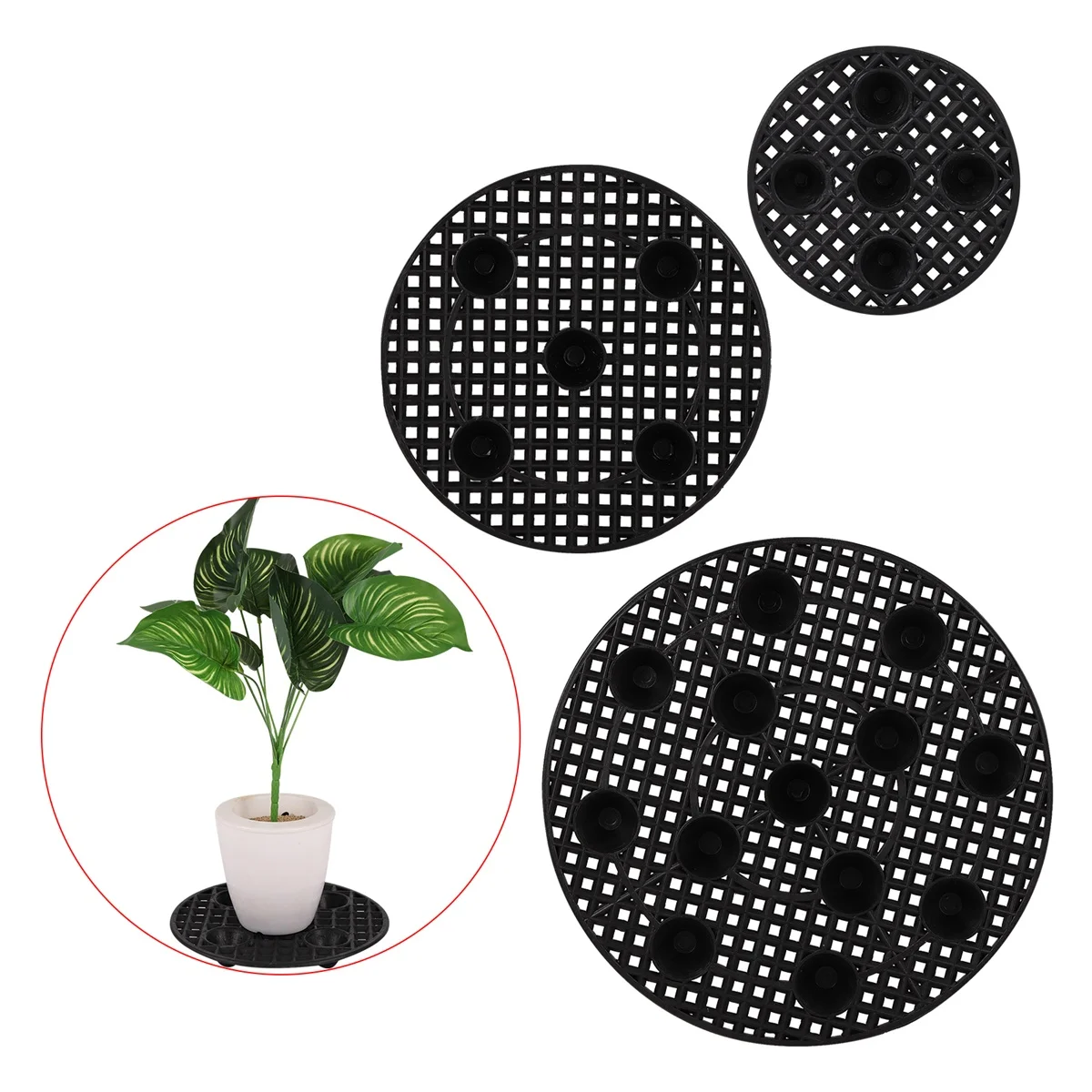 Plant Root Control Tray Black Plastic Base Thickened PVC Flower Root Control Device 20/30/40cm Potted Plant Support Stand 4/8Pcs