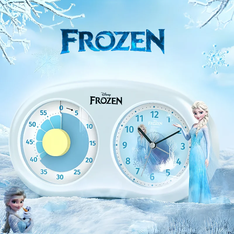 

Frozen Elsa Student Alarm Clock Visual Timer 2-in-1 Cartoon Personality Creative Dual Screen Timer Silent Clock Holiday Gift