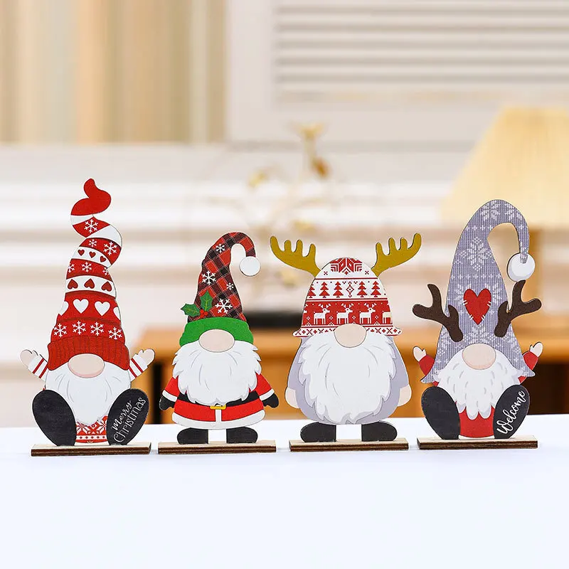 New Decorative Products Wooden Faceless Elderly Desktop Small Ornament DIY Table Decoration Christmas Decoration