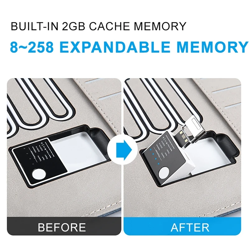 قفل بصمة الإصبع للكمبيوتر المحمول مع محرك فلاش 10000 مللي أمبير + 16 جيجابايت + كابل شحن لاسلكي 3 في 1 + فيديو 4.3 بوصة + وظيفة الآلة الحاسبة