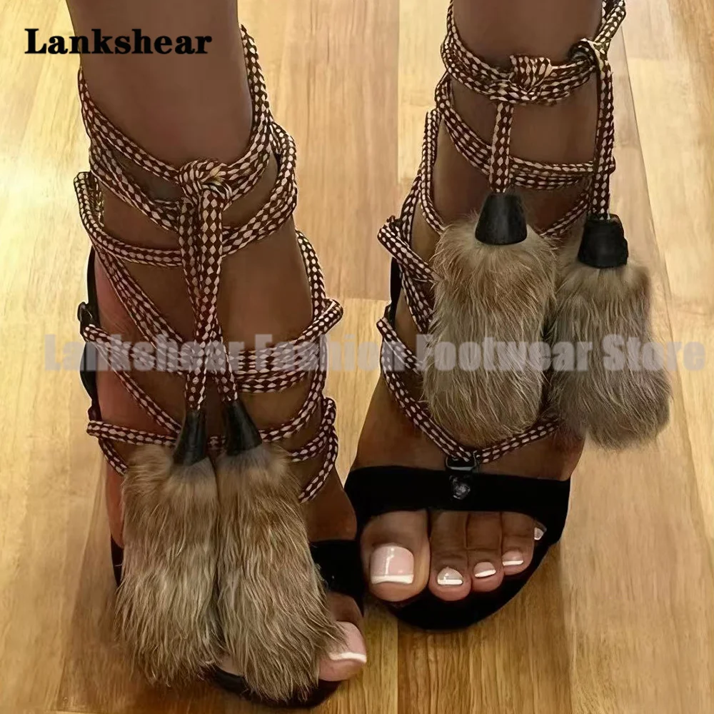 Pluszowe sandały z koralikami, letnie sandały z odkrytymi palcami, sandały gladiatorki z paskami, damskie buty z okrągłym noskiem, sandały imprezowe, sandalias de mujer verano
