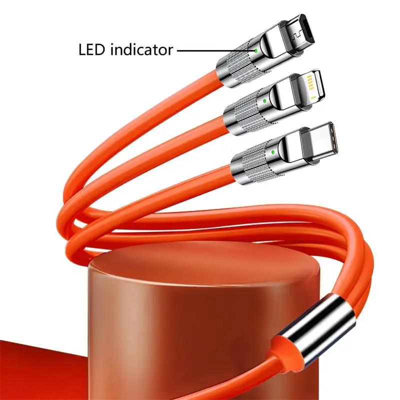 3 in 1 Fast Charging Cable for iPhone iPad Samsung Android Smart Phone(1.2M/4FT) image 3