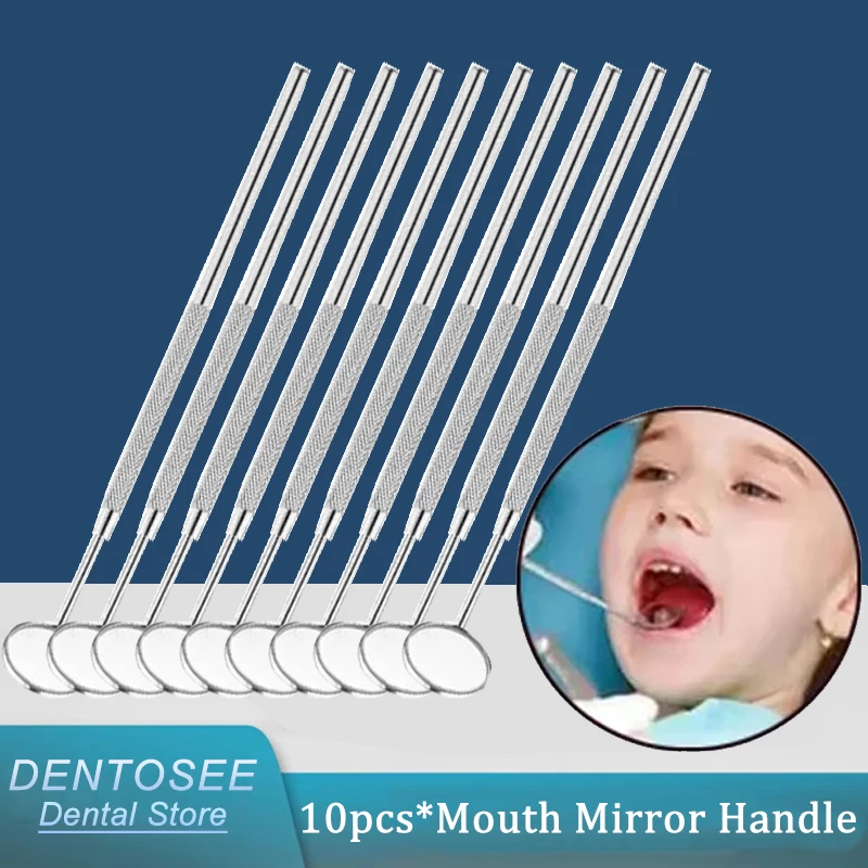 

10 Pieces Stainless Steel Dental Mirror Ergonomic Handle Mouth Mirror for Dental Clinic Tools & Hygiene Instruments