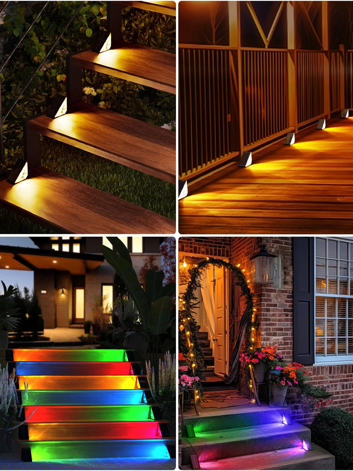 Imagem -06 - Impermeável Solar Step Lights Cores Rgb Led Luzes Decorativas para Jardim Quintal Escadas Deck Varanda Pátio ao ar Livre Quente Branco